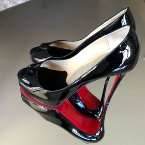 38 Christian Louboutin New Very Prive Patent Leather PlatformPump 120mm